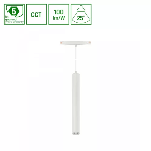 SYSTEM SHIFT CCT- HANGIT SUSPENDED TRACK LIGHT 40X297 (900MM CABLE) 12W 25DEG WHITE CCT SWITCH 5Y WARRANTY WLD40035_CCT SpectrumLED
