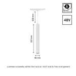 SYSTEM SHIFT - HANGIT SUSPENDED SPHERE TRACK LIGHT 40X297 (935MM CABLE) 12W 25DEG WHITE 5Y WARRANTY