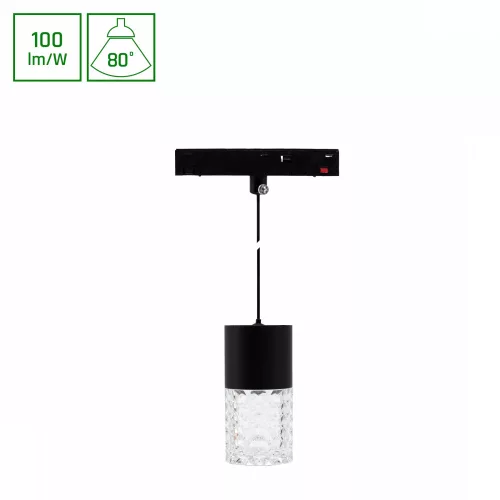 SYSTEM SHIFT BASIC - HANGIT CRYDEGAL LUMINAIRE SUSPENDED 55X110MM (1100MM WIRE) 6W 3000K BLACK WLD70015WW SpectrumLED