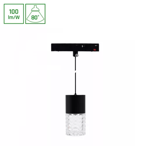 SYSTEM SHIFT BASIC - HANGIT CRYDEGAL LUMINAIRE SUSPENDED 55X110MM (1100MM WIRE) 7W 4000K BLACK WLD70034NW SpectrumLED