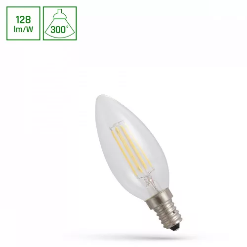 E14 LED-fényforrás, 5,5 W, filament, Meleg fehér WW 2700K 700lm, WOJ14387_5_5W SpectrumLED