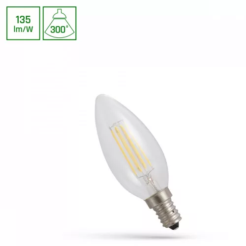 E14 LED-fényforrás, 5,5 W, filament, Természetes fehér NW 4000K 740lm, WOJ14388_5_5W SpectrumLED