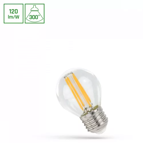 E27 LED-fényforrás, 5,5 W, filament, Meleg fehér WW 2700K 660lm, WOJ14396_5_5W SpectrumLED