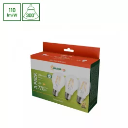   E27 LED-fényforrás, 7 W, filament, Meleg fehér WW 2700K 770lm, WOJ14599_3PACK SpectrumLED