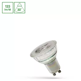   LED GU10 230V 7,5W SMD 30DEG WW GLASS w/ LENS SPECTRUM PREMIUM
